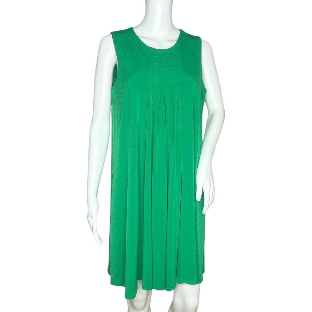 Calvin Klein Dress Womens Shift Green Sleeveless Colorful Office‎ Pleated Size 8